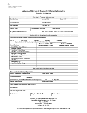Provider Application for Electronic Encounter/Claims Submission