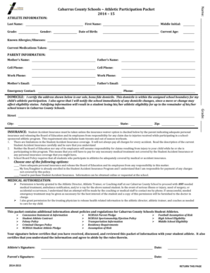 Cabarrus County Schools Athletic Participation Packet