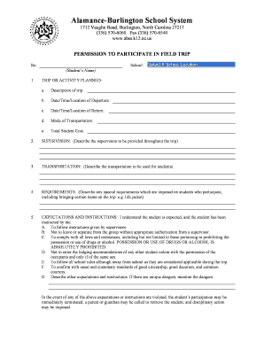 Field Trip Permission Form
