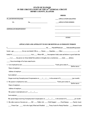 Illinois Indigent Application Form