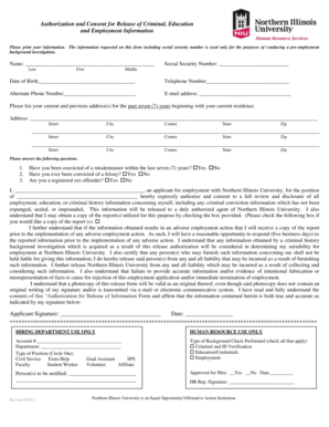 Authorization and Consent for Release of Criminal, Education and Employment Information