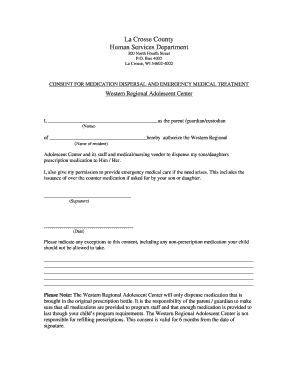 Emergency medical treatment authorization form - Medical Consent Form WRAC - lacrossecounty