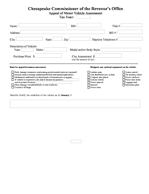 Motor Vehicle Assessment Appeal Form