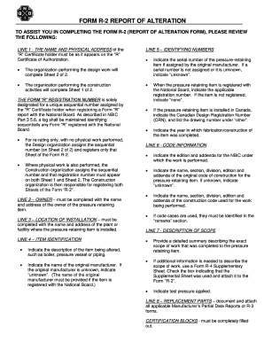 Form R-2 Report of Alteration