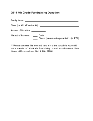 Fourth Grade Fundraising Form - Natick Public Schools - natickps