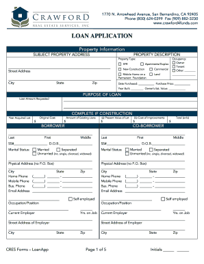 LOAN APPLICATION - Crawford Investment