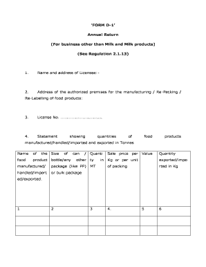 Form D-1 Annual Return