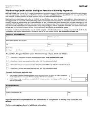 Michigan W-4P Withholding Certificate
