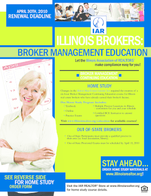 Illinois Broker Management Continuing Education Home Study Order Form