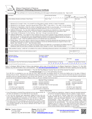 Missouri Employee’s Withholding Allowance Certificate