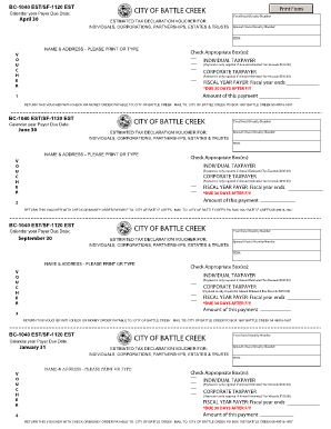 Battle Creek Estimated Tax Declaration Voucher