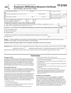 New York State Employee’s Withholding Allowance Certificate