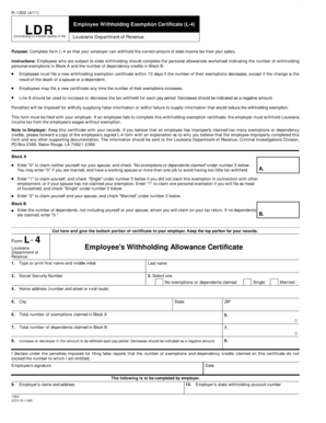 Louisiana Employee's Withholding Allowance Certificate