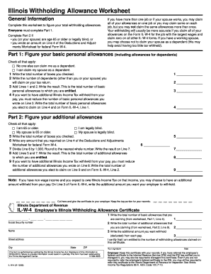 Illinois Employee Withholding Allowance Certificate
