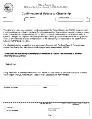 Confirmation of Update to Citizenship