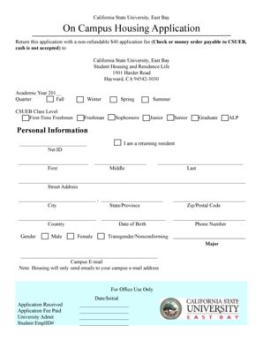 California State University On Campus Housing Application