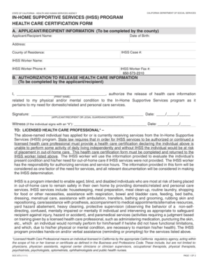 California IHSS Health Care Certification Form