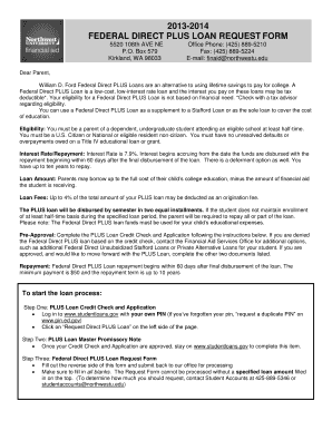 Federal Direct PLUS Loan Request Form
