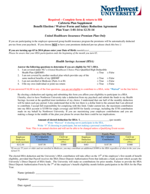 Cafeteria Plan Supplement Benefit Election Form