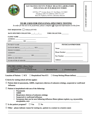 Influenza RT-PCR Request Form