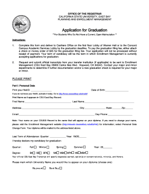 California State University East Bay Graduation Application