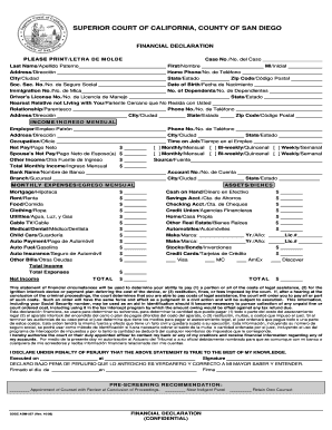 California Financial Declaration Form