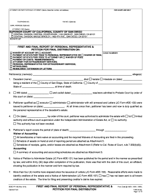 California First and Final Report of Personal Representative