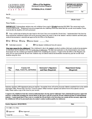 Withdrawal Form for F1 and J1 Students