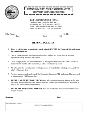 California State University Refund Request Form