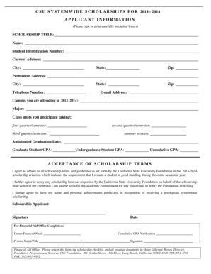 CSU Systemwide Scholarship Application 2011-2012