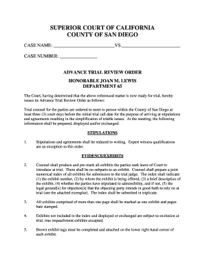 California Advance Trial Review Order