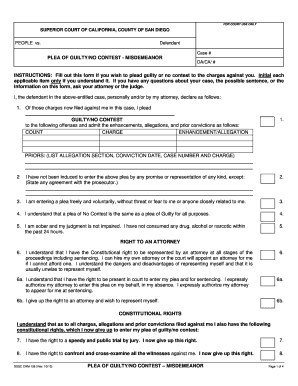 Plea of Guilty/No Contest - Misdemeanor