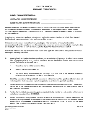Illinois Tollway Contract Standard Certifications