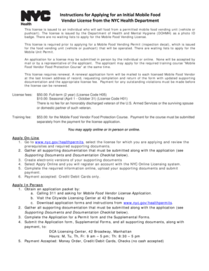 New York City Mobile Food Vendor License Application