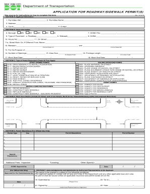 New York Roadway/Sidewalk Permit Application