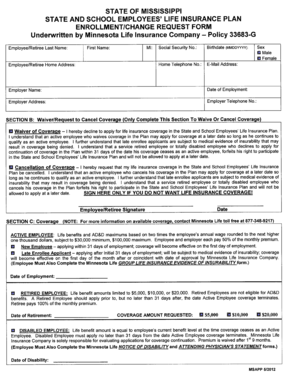 Mississippi State and School Employees' Life Insurance Enrollment Form