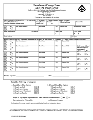 Dental Insurance Enrollment Form