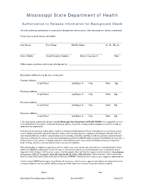 Mississippi Background Check Authorization Form