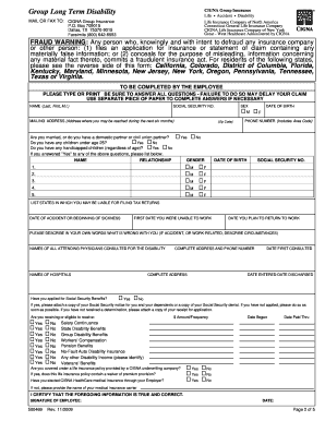 CIGNA Group Long Term Disability Claim Form