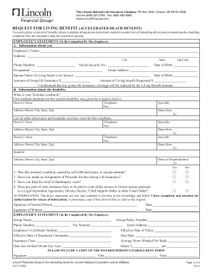 Request for Living Benefit Form