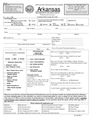 Arkansas Educator's License Application