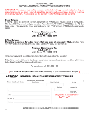 Arkansas Individual Income Tax Payment Voucher