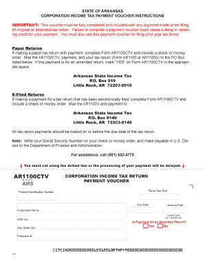 Arkansas Corporation Income Tax Payment Voucher
