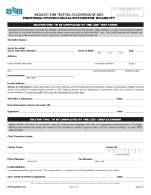 GED Testing Accommodations Request Form