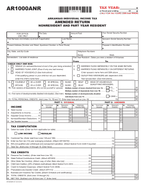 Arkansas Amended Individual Income Tax Return