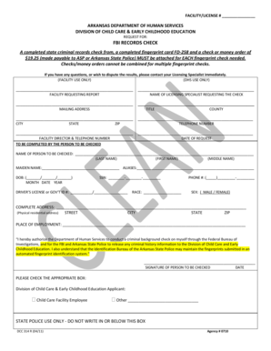 Arkansas FBI Records Check Request