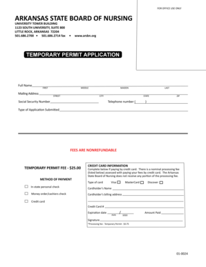 Arkansas Temporary Permit Application