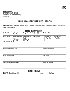 Wisconsin Medicaid Cost of Care Contribution Form