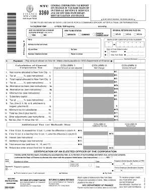 NYC General Corporation Tax Report