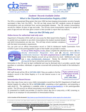 New York City Immunization Registry Access Form